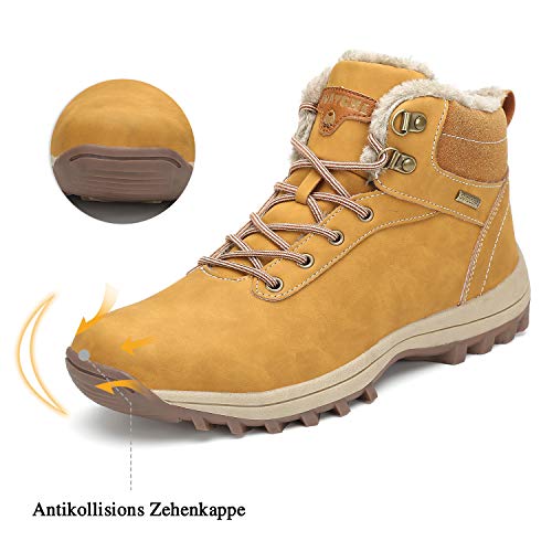 Botines Impermeables Hombre Mujer Botas de Nieve Botines Zapatos Senderismo Impermeables Deportes Trekking Zapatos Fur Forro Aire Libre Boots Mishansha Amarillo 41 EU