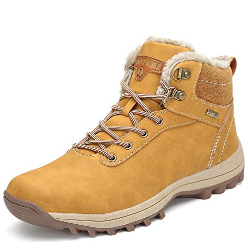 Botines Impermeables Hombre Mujer Botas de Nieve Botines Zapatos Senderismo Impermeables Deportes Trekking Zapatos Fur Forro Aire Libre Boots Mishansha Amarillo 41 EU