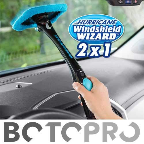 BOTOPRO - Hurricane Windshield Wizard (2x1), el Kit Limpiador de Parabrisas de Coches y Todo Tipo de Cristales, con Microfibra y dispensador de Agua Incorporado - Anunciado en TV