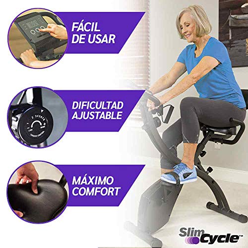 BOTOPRO - Slim Cycle, Bicicleta estática 2 en 1 para Uso en casa con Bandas de Resistencia y Monitor de corazón, Ideal para Uso doméstico - Anunciado en TV