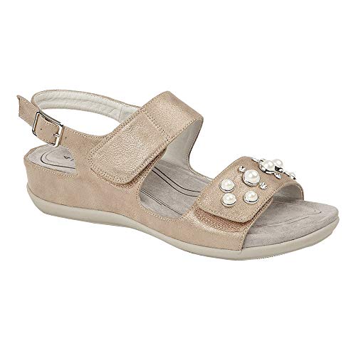 Boulevard - Sandalias con Doble Adhesivo y Hebilla para Mujer (42 EU) (Piedra)