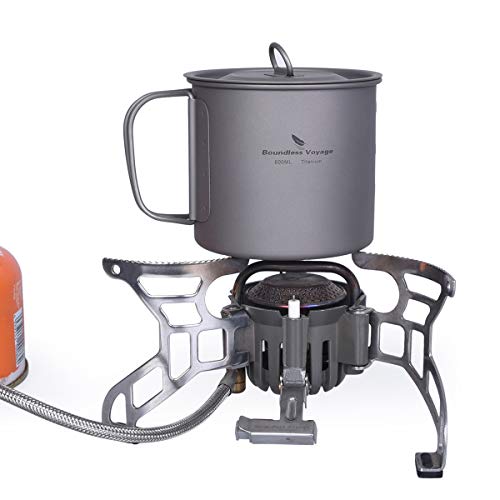 Boundless Voyage Outdoor 750ml 800ml 1100ml 1300ml olla de titanio con tapa plegable con asa de fianza para camping, senderismo, picnic, botella de agua portátil ultraligera taza spork set, 600 ml.