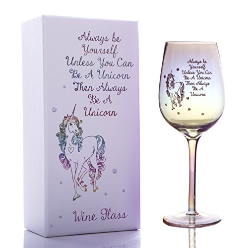 Boxer Gifts Always Be Yourself Unless You Can Be A Unicorn - Cristal brillante con diamante (regalo de vino tinto y blanco), color rojo y blanco