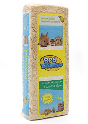 BPS Virutas de Madera Lecho Higienico para Mascotas Serrín para Gato Animales Pequeños Hámster Conejo Loro Ardilla Erizo Diferent Pack (1 Kg, Aromo Limón) BPS-4051