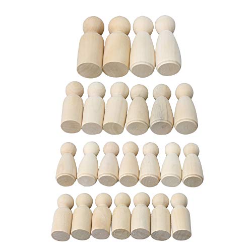 BQLZR 65 mm 55 mm 43 mm hembra y macho de madera juego de muñeca de Little People body para artes manualidades y pintado tarta de Boda DIY paquete de 30