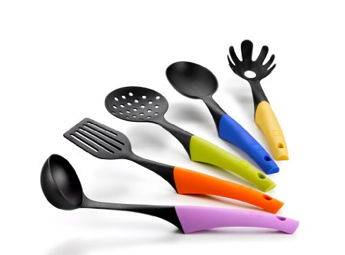 BRA Air - Set de utensilios de cocina 5 piezas con carrusel giratorio, acabado nylon, multicolor