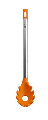 BRA Efficient Cuchara de Pasta, Acero INOX, Nailon y Silicona, Naranja, 35 cm