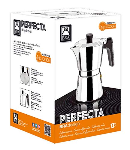 BRA Perfecta – Cafetera Italiana Inducción, Aluminio, capacidad 12 tazas, color plata