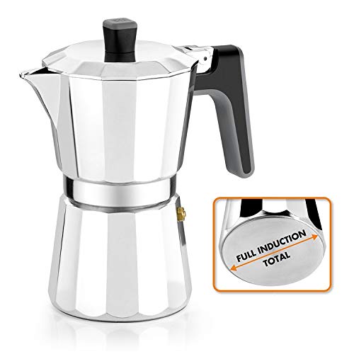 BRA Perfecta – Cafetera Italiana Inducción, Aluminio, capacidad 6 tazas, color plata