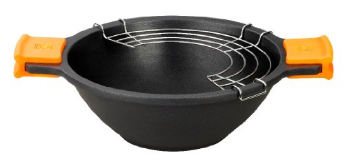 BRA Sartén Wok, Cacerola cóncava, con Tapa de Cristal, Asas de Silicona, Aluminio, Negro, 24 cm