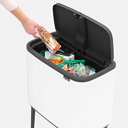 Brabantia Bo Touch Bin Cubo de Basura, Acero Inoxidable, Blanco, 36 litros