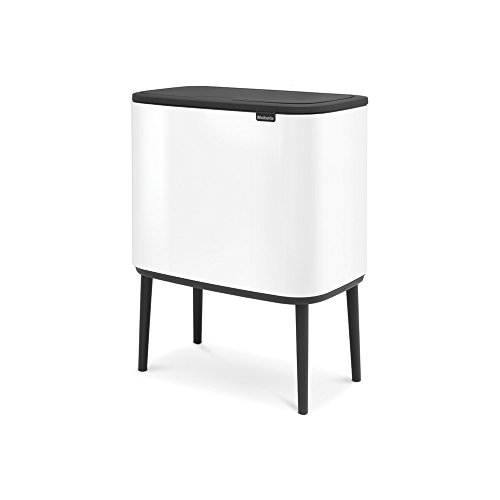 Brabantia Bo Touch Bin Cubo de Basura, Acero Inoxidable, Blanco, 36 litros