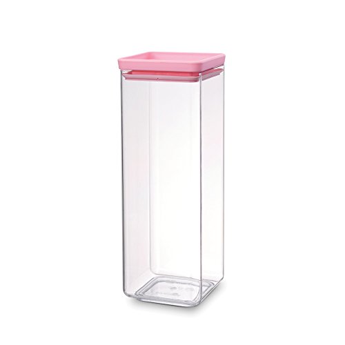 Brabantia Bote cuadrado de 2.5 l, tapa rosa