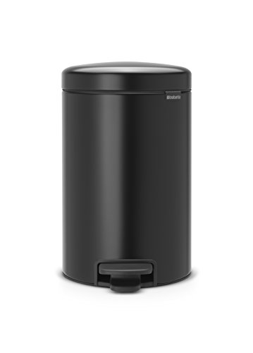 Brabantia Newicon Cubo de Basura con Pedal, Acero Inoxidable, Negro Mate, 12 l