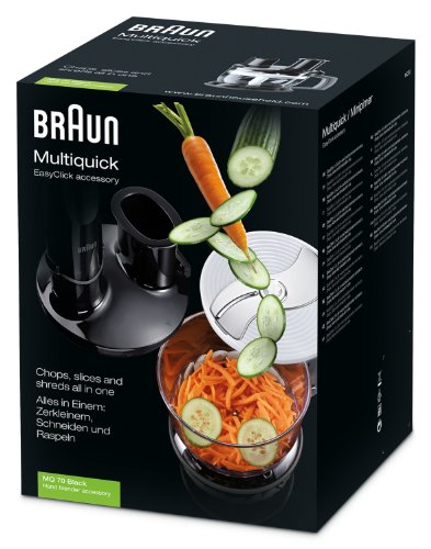 Braun Minipimer MQ70 Accesorio procesador de alimentos, 2 herramientas para triturar, 1.5 L, acero inoxidable, plástico, negro