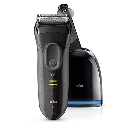 Braun Series 3 ProSkin 3050 cc  Afeitadora eléctrica para hombre, máquina de afeitar barba inalámbrica y recargable, recortadora de precisión extraíble, negro/gris + base limpieza y carga Clean&Charge