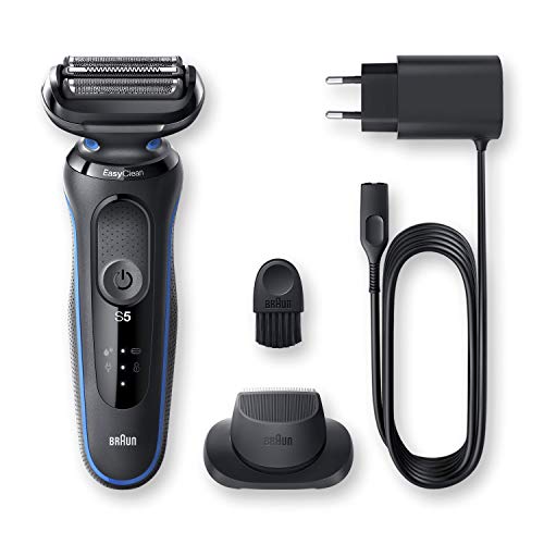 Braun Series 5 50-B1200s - Afeitadora Eléctrica, máquina de afeitar barba hombre de Lámina, con Recortadora de Precisión, Uso en Seco y Mojado, Recargable, Inalámbrica, Azul