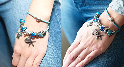 Brazalete encantado - pulsera playa estrella de mar - tortuga marina - concha de mar - abrigo de cuero para mujer adolescente niña pequeña mamá - accesorio de regalo chapado en 925 plata esterlina