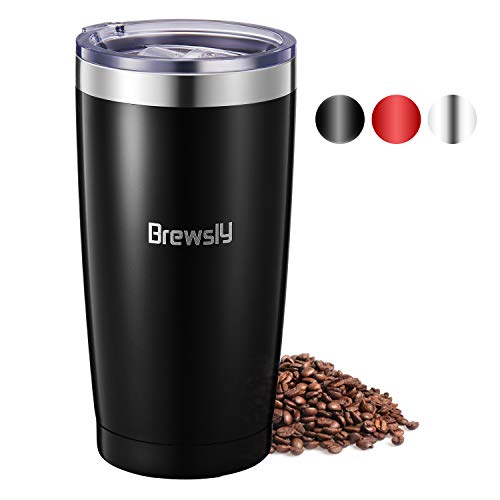 Brewsly Termo Cafe 600ml, 12 h Caliente y 24 h Frío, Botella Termica de Acero Inoxidable, Aislamiento de Vacío de Doble Pared Vaso Termico, Sin BPA, Tapa a Prueba de Fugas, para Café, Té, Negro