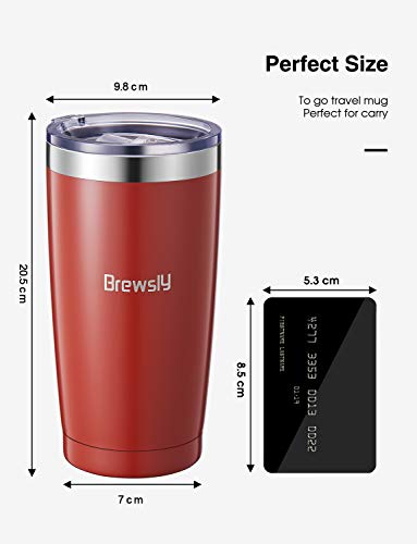 Brewsly Termo Cafe 900ml, 12 h Caliente y 24 h Frío, Botella Termica de Acero Inoxidable, Aislamiento de Vacío de Doble Pared Vaso Termico, Sin BPA, Tapa a Prueba de Fugas, para Café, Té, Rojo