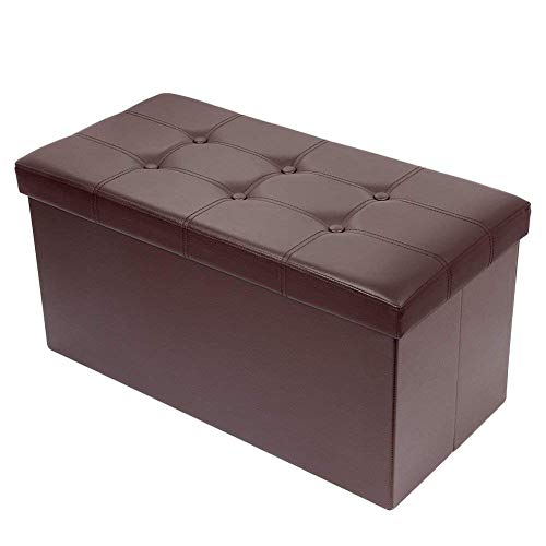 BRIAN & DANY Baúl Puff Taburete para almacenaje Plegable Ottoman, Marrón, 76 x 38 x 38 cm