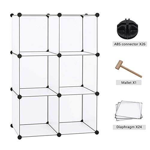 BRIAN & DANY Estanteria Modular de 6 Cubos, Separadores Ambientes Estanteria para Juguetes, Ropa y Libros, 93 x 93 x 31 cm, Blanco