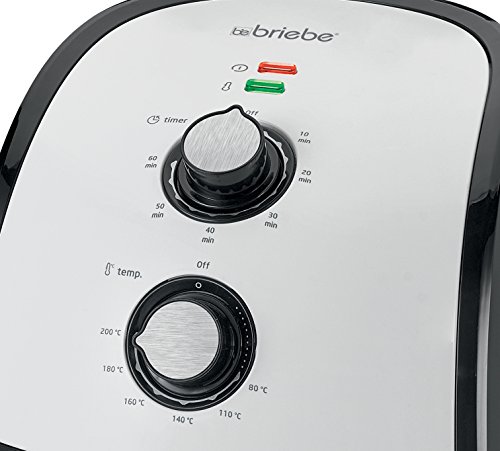 briebe Freidora sin Aceite por Aire Caliente, Capacidad 2,2 l, termostato y Temporizador 60 min, 1500W