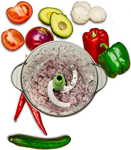 Brieftons Express Food Chopper: Chopper manual grande de 8,5 tazas, rápido y potente para picar y cortar frutas, verduras, hierbas, cebollas para salsa, ensalada, pesto, hummus, guacamole, col de col