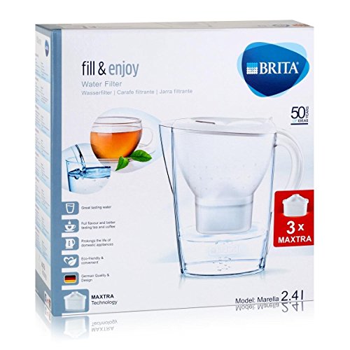 BRITA Marella Jarra y 3 filtros, Blanco, Estándar - 2.4 L