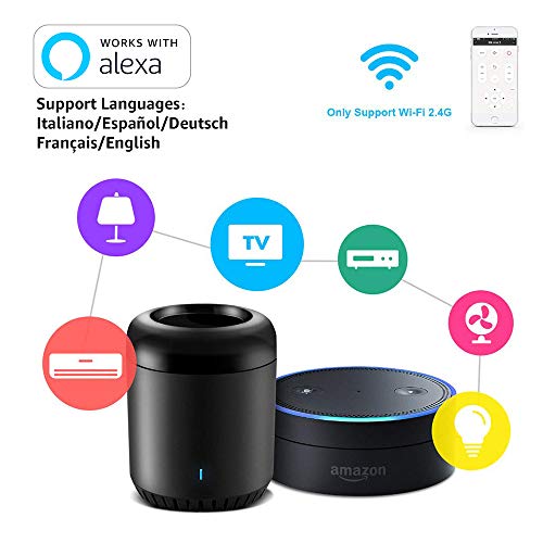 Broadlink Smart Home Hub, RM Mini3 Smart Wi-Fi IR Mando a Distancia Universal, uno para Todos los Controladores de Infrarrojos, Color Negro