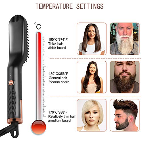 Brocha Para Alisado De Barba, Alisadora De Barba Eléctrica Peine Para El Cabello Alisadora De Barba Rápida Styler Peine Rizador Calor Para Hombres y Mujeres Por Nousuit