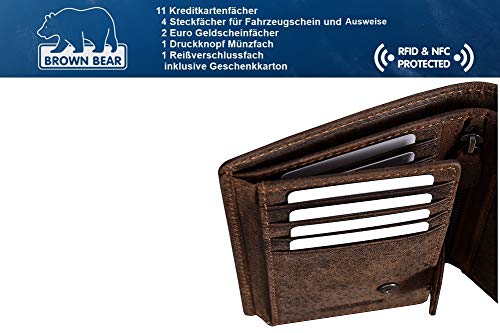 Brown Bear - Monedero de piel para hombre, estilo vintage., 04 Braun Vintage 2051 br (Marrón) - BB-IBP-2051 br