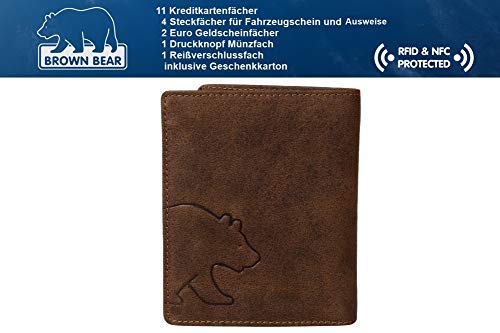 Brown Bear - Monedero de piel para hombre, estilo vintage., 04 Braun Vintage 2051 br (Marrón) - BB-IBP-2051 br