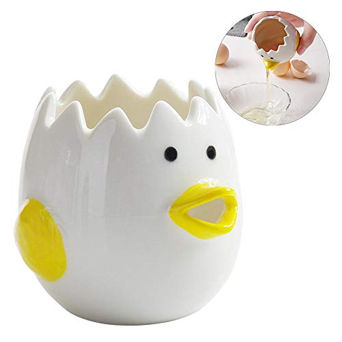 Brownrolly Dibujos Animados Pollito Separador de Huevos Cocina Gadget de Cocina Cerámica de Huevo Separador Blanco, Utensilios para el hogar para Hornear Suministros para el hogar Niños ama de casa