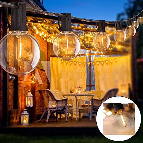 BRTLX Guirnalda Exterior Luminosas,18.3ft G40 Cadena de Luces LED con 12 Bombillas(2 Bomnillas de Reemplazo) Perfecto Para Patios,Jardines,Café,Cobertizos,Bodas,Pérgolas