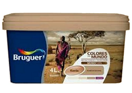 BRUGUER 5057082 Pintura PLÁSTICA Colores Mundo Kenia Marron Suave 4 L, Negro