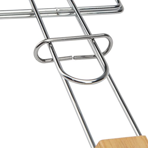 Bruzzzler Parrilla, Mango de Madera para 6 Salchichas, Accesorio Adecuado para la Barbacoa, Plata, 51.5x8.5x4.5 cm, 200100001148