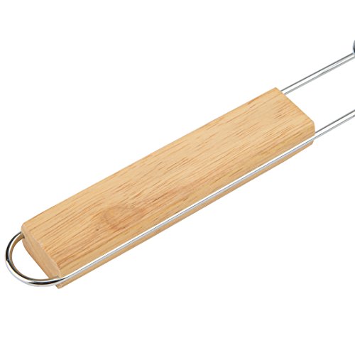 Bruzzzler Parrilla, Mango de Madera para 6 Salchichas, Accesorio Adecuado para la Barbacoa, Plata, 51.5x8.5x4.5 cm, 200100001148