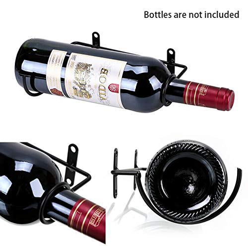 BSTKEY Soporte de hierro para pared de 6 unidades para botellas de vino, vino tinto, bebidas para adultos, expositor de botellas de licores, organizador colgante, boca de botella a la derecha