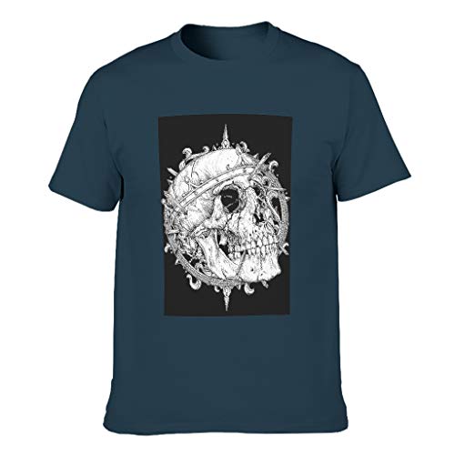 BTJC88 - Camiseta de algodón para hombre, diseño de calavera, color blanco Azul azul marino L