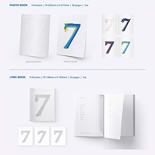 BTS Album - MAP OF SOUL : 7 [ 4 ver. ] CD + Photobook + Lyrics Book + Mini Book + Photocard + Postcard + Sticker + Coloring Paper + OFFICIAL POSTER + FREE GIFT