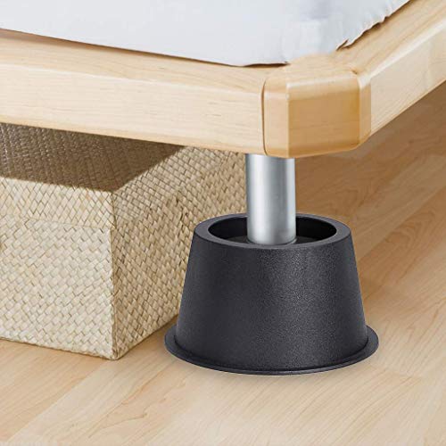 BTSKY - Juego de 4 elevadores circulares redondos para muebles, negro, 2 Inches