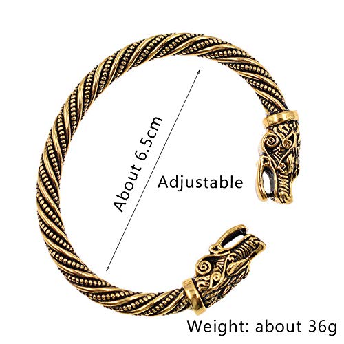 Buck Adolescente Pulsera de la Cabeza del Lobo Indio joyería Pulseras de la Manera Accesorios de Viking Hombres Brazalete Pulsera Brazalete de Regalos de los brazaletes de Las Mujeres,Oro