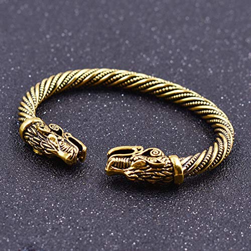 Buck Adolescente Pulsera de la Cabeza del Lobo Indio joyería Pulseras de la Manera Accesorios de Viking Hombres Brazalete Pulsera Brazalete de Regalos de los brazaletes de Las Mujeres,Oro