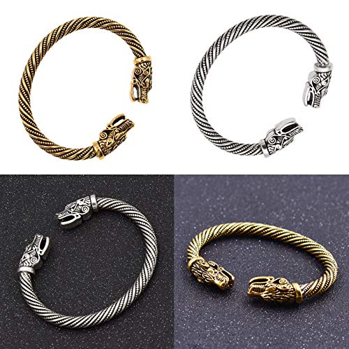 Buck Adolescente Pulsera de la Cabeza del Lobo Indio joyería Pulseras de la Manera Accesorios de Viking Hombres Brazalete Pulsera Brazalete de Regalos de los brazaletes de Las Mujeres,Oro