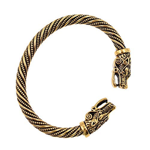 Buck Adolescente Pulsera de la Cabeza del Lobo Indio joyería Pulseras de la Manera Accesorios de Viking Hombres Brazalete Pulsera Brazalete de Regalos de los brazaletes de Las Mujeres,Oro