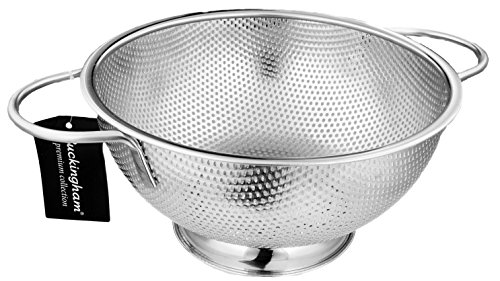 Buckingham – Escurridor de Acero Inoxidable Micro Perforado colador para arroz Pasta para Espaguetis Pasta Verduras Frutas Cocina y Cocina Uso – 25,5 cm, Acero Inoxidable.