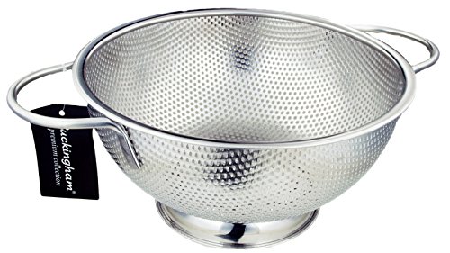 Buckingham – Escurridor de Acero Inoxidable Micro Perforado colador para arroz Pasta para Espaguetis Pasta Verduras Frutas Cocina y Cocina Uso – 25,5 cm, Acero Inoxidable.