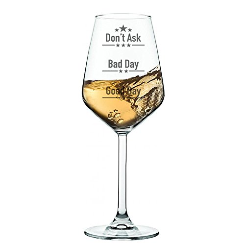 Buenos días, mal día, no preguntes. copa de vino, un regalo de bar novedoso para los amantes del vino, perfecto para vino tinto blanco o rosado. Regalo vino