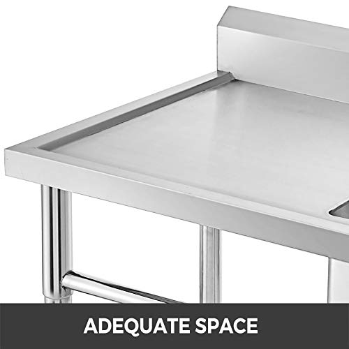 BuoQua Fregadero de un Seno para Cocina de Acero Inoxidable 98 x 60 x 111 CM Fregadero Cocina Rectangular Fregadero Cocina un Seno con Panel Izquierdo Cuadrado Lavabo Sobre-Encimera